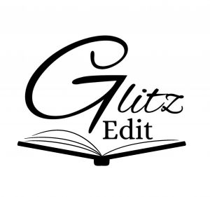 Glitz Edit Logo. The words Glitz Edit above an open book.